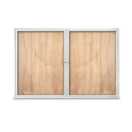 United Visual Products Slim Enclosed Corkboard, 11"x13-1/2", White Alum Frame/Surf UVEB1113-WHITE-SURF